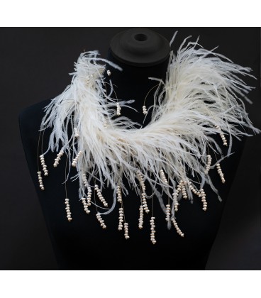 Statement luxury necklace from ostrich feathers