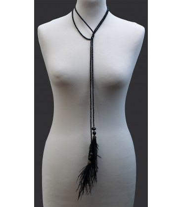 Elegant long necklace from ostrich feathers
