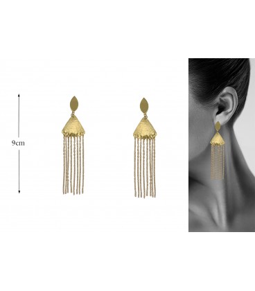 Dangling gold plated earrings.