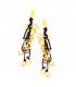 Drop gold plated earring with black leather.
