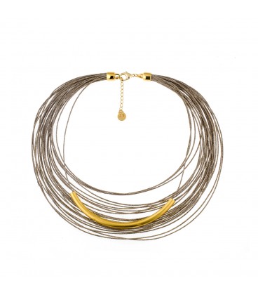 Italien linen and gold plated necklace.