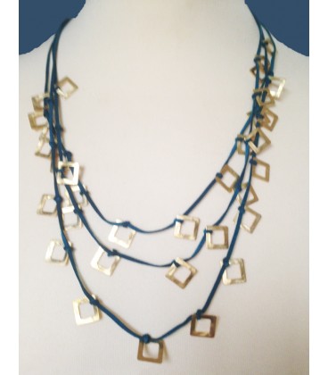 Layered sued leather necklace.