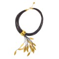 Amazing necklace with gold plated olive leaves