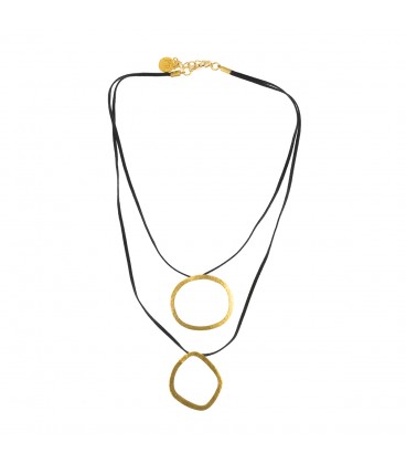 Sportive faux suede gold plated necklace.