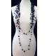 Long black resin petal necklace 
