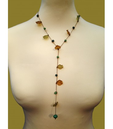 Elegant olive  petals necklace.