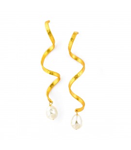 Long drop spiral shaped earrings.