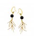 Coral shaped drop earrings with black bead.