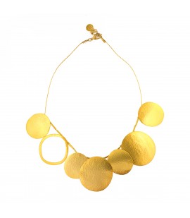 Necklaces strung with gold-plated round metals
