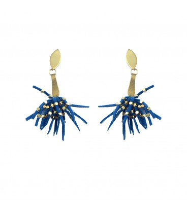 Playful faux suede earrings, blue