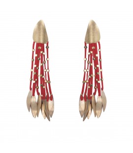 Long faux suede earrings,red