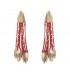 Long faux suede earrings,red