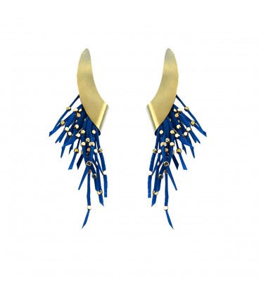 Stylish uniquely shaped earrings, blue.