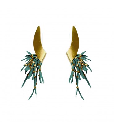 Stylish uniquely shaped earrings, turquoise.