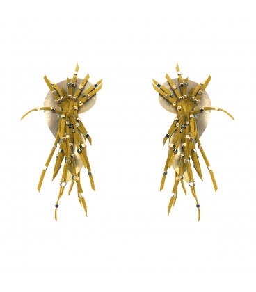 Stylish uniquely shaped earrings, yellow.