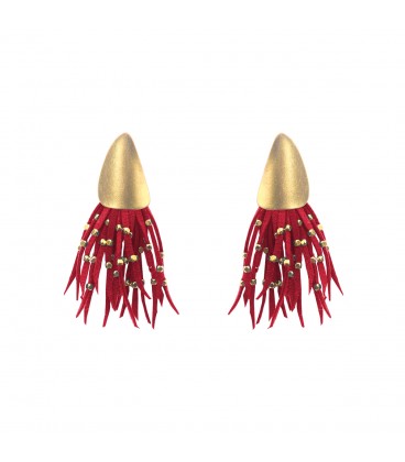 Playful faux suede earrings, red
