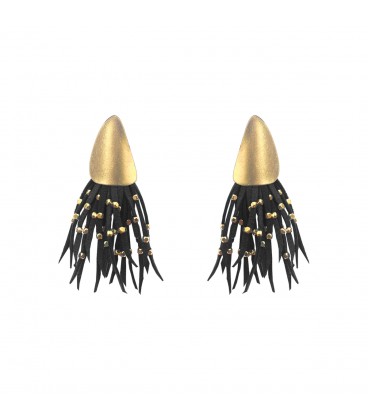 Playful faux suede earrings, black