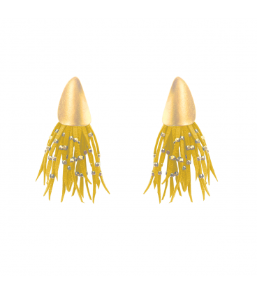 Playful faux suede earrings, yellow