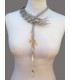 Stylish long linen necklace.