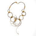 Stylish linen and gold plated necklace.